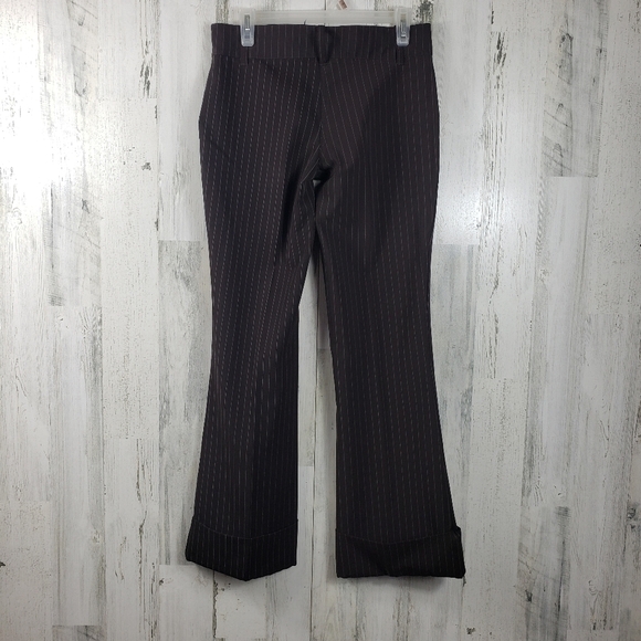 I.L.U brown and white striped flare dress pants juniors size 7 - Picture 4 of 12
